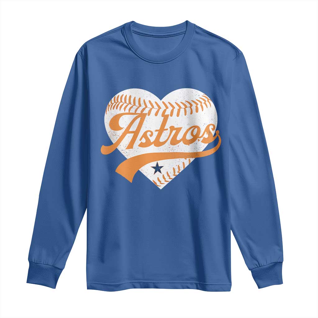 Retro Astro Script Name Long Sleeve Shirt Baseball Heart Vintage Sports Fans TS10 Royal Blue Print Your Wear
