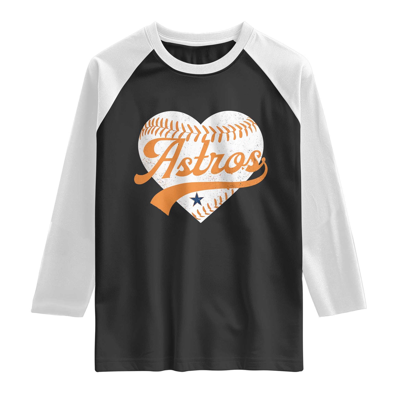 Retro Astro Script Name Raglan Shirt Baseball Heart Vintage Sports Fans TS10 Black White Print Your Wear