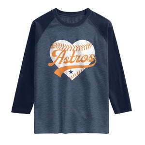 Retro Astro Script Name Raglan Shirt Baseball Heart Vintage Sports Fans TS10 Heather Denim Navy Print Your Wear