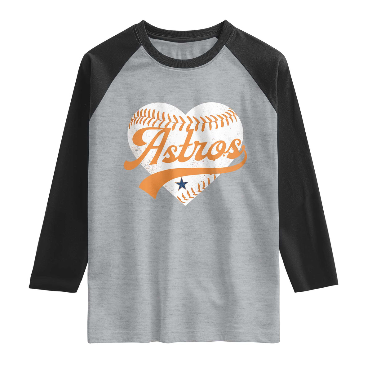 Retro Astro Script Name Raglan Shirt Baseball Heart Vintage Sports Fans TS10 Heather Gray Black Print Your Wear