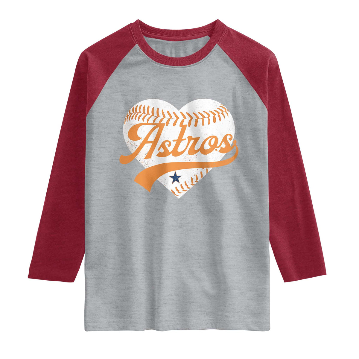 Retro Astro Script Name Raglan Shirt Baseball Heart Vintage Sports Fans TS10 Heather Gray Heather Red Print Your Wear