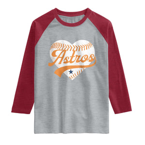 Retro Astro Script Name Raglan Shirt Baseball Heart Vintage Sports Fans TS10 Heather Gray Heather Red Print Your Wear