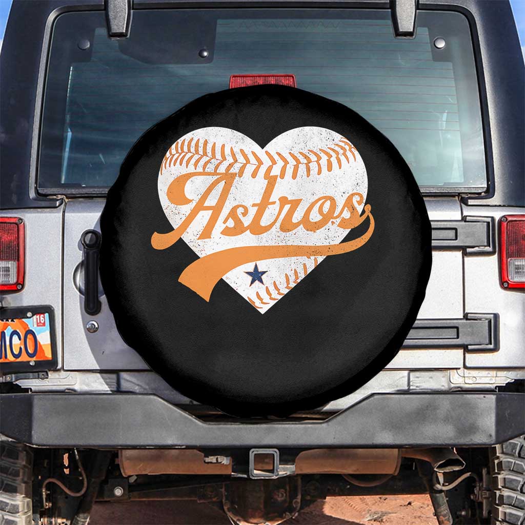 Retro Astro Script Name Spare Tire Cover Baseball Heart Vintage Sports Fans TS10 No hole Black Print Your Wear