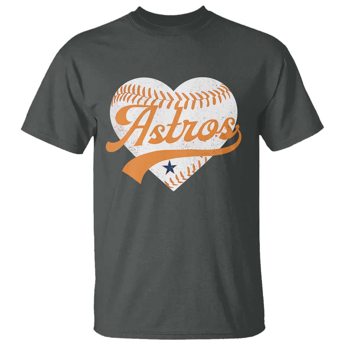 Retro Astro Script Name T Shirt Baseball Heart Vintage Sports Fans TS10 Dark Heather Print Your Wear