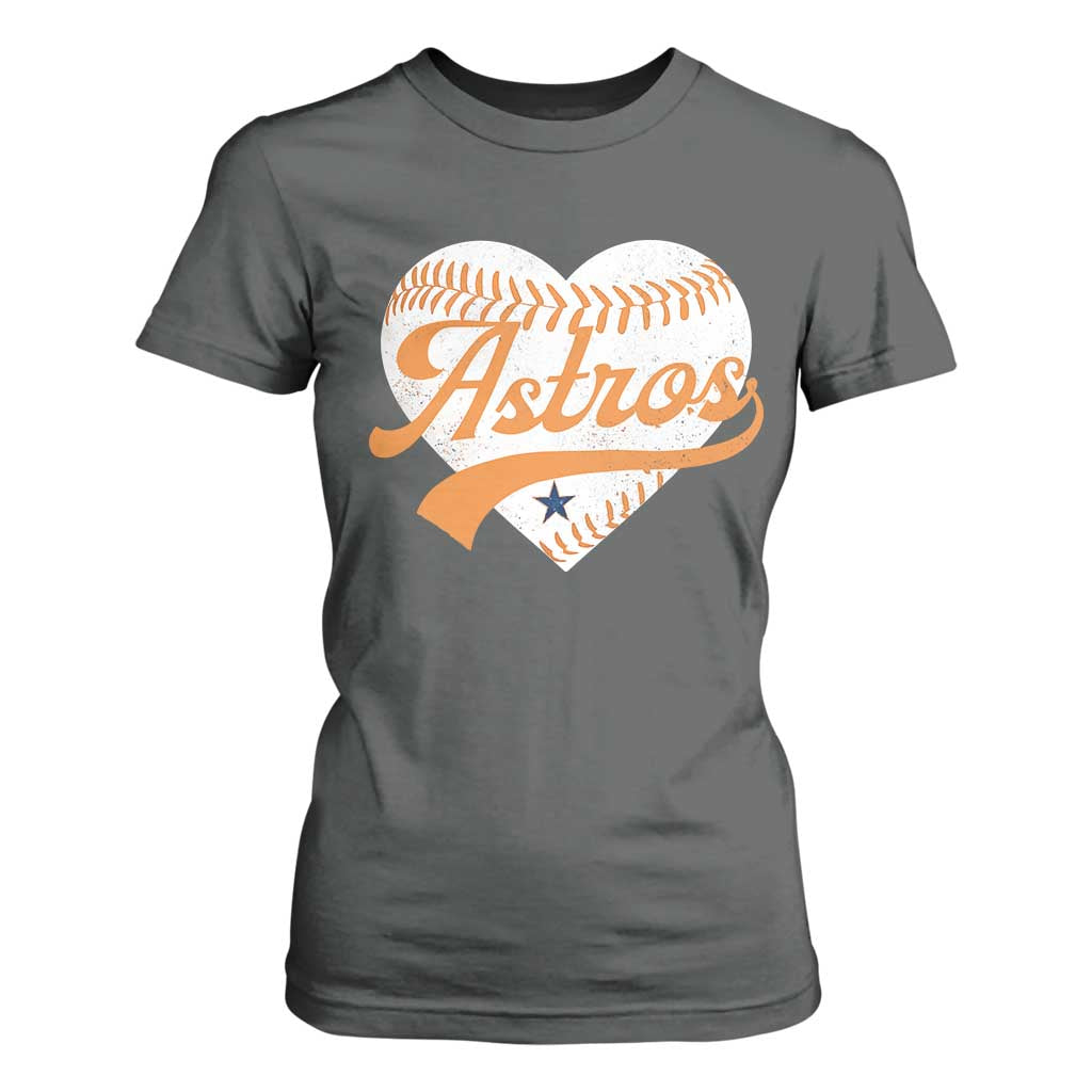 Retro Astro Script Name T Shirt For Women Baseball Heart Vintage Sports Fans TS10 Dark Heather Print Your Wear