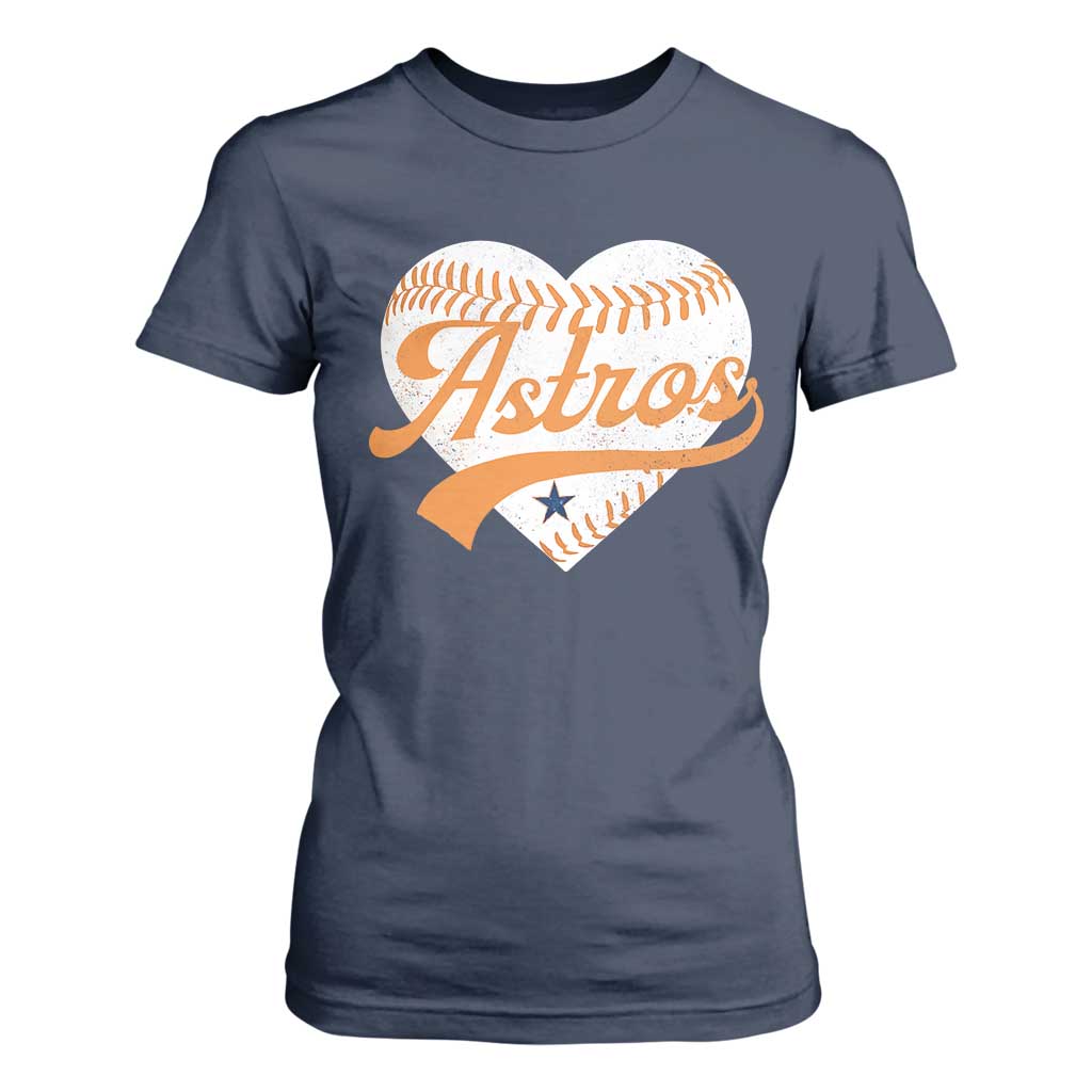 Retro Astro Script Name T Shirt For Women Baseball Heart Vintage Sports Fans TS10 Navy Print Your Wear