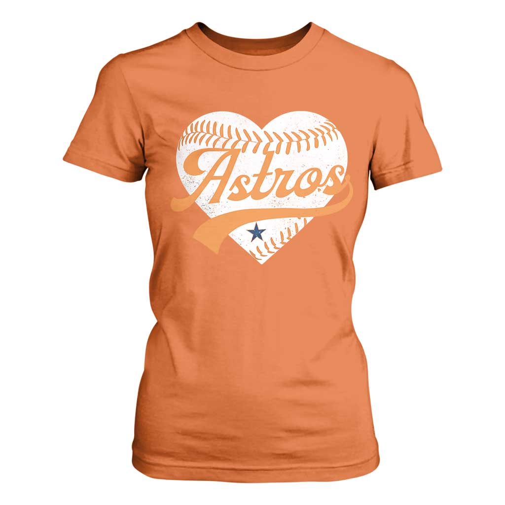 Retro Astro Script Name T Shirt For Women Baseball Heart Vintage Sports Fans TS10 Orange Print Your Wear