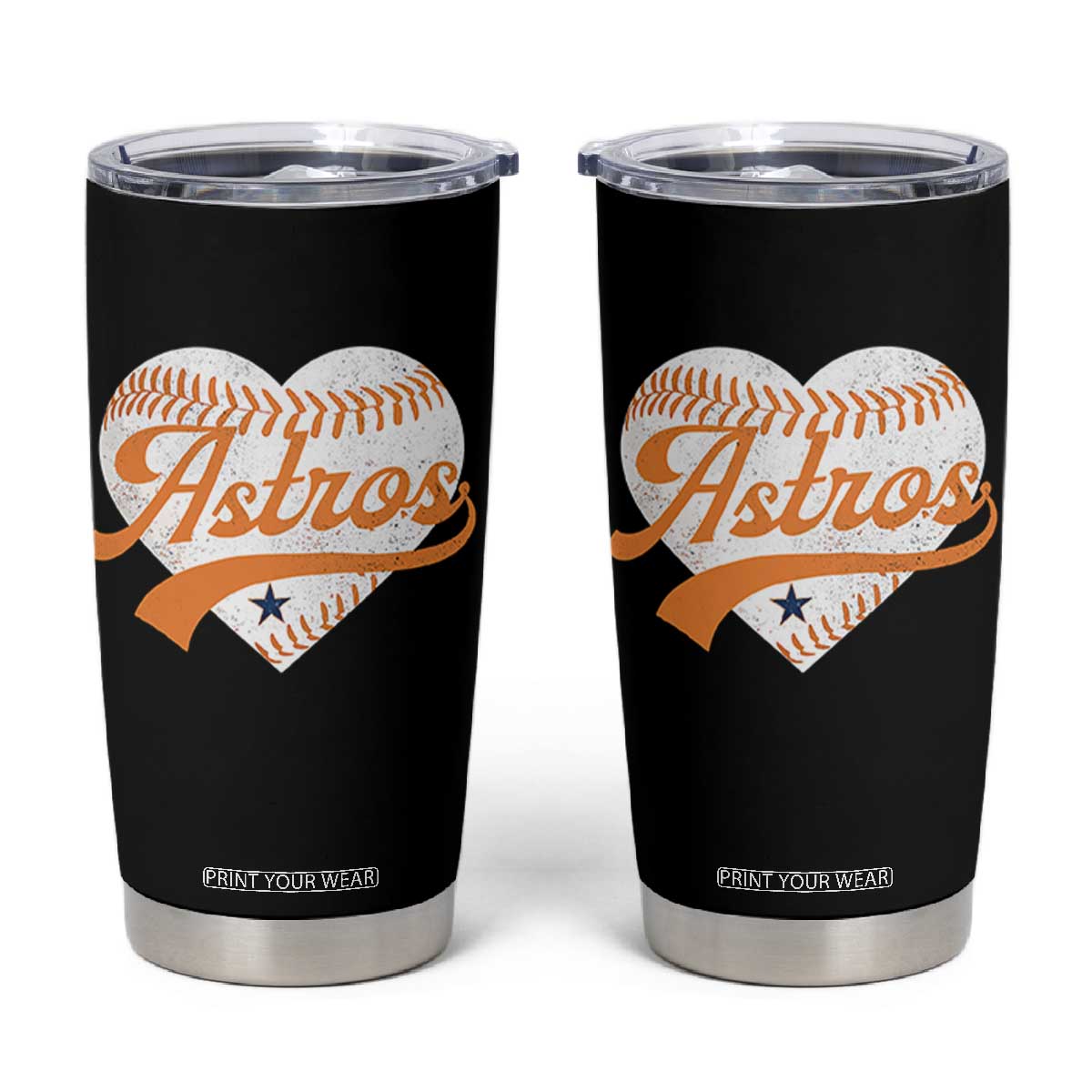 Retro Astro Script Name Tumbler Cup Baseball Heart Vintage Sports Fans TS10 Black Print Your Wear