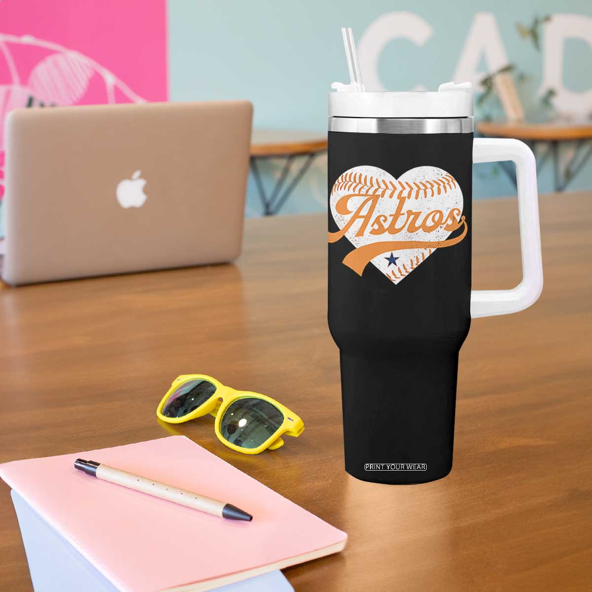 Retro Astro Script Name Tumbler With Handle Baseball Heart Vintage Sports Fans TS10 Print Your Wear