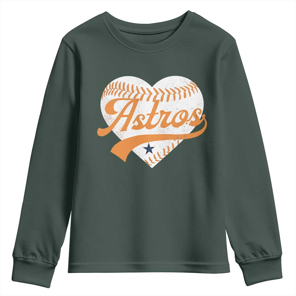 Retro Astro Script Name Youth Sweatshirt Baseball Heart Vintage Sports Fans TS10 Dark Forest Green Print Your Wear