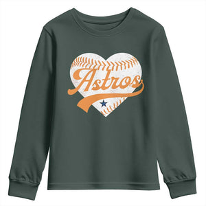 Retro Astro Script Name Youth Sweatshirt Baseball Heart Vintage Sports Fans TS10 Dark Forest Green Print Your Wear