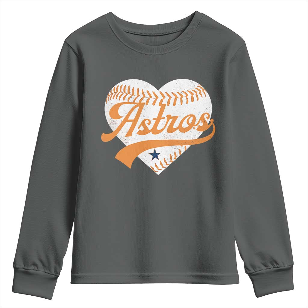 Retro Astro Script Name Youth Sweatshirt Baseball Heart Vintage Sports Fans TS10 Dark Heather Print Your Wear