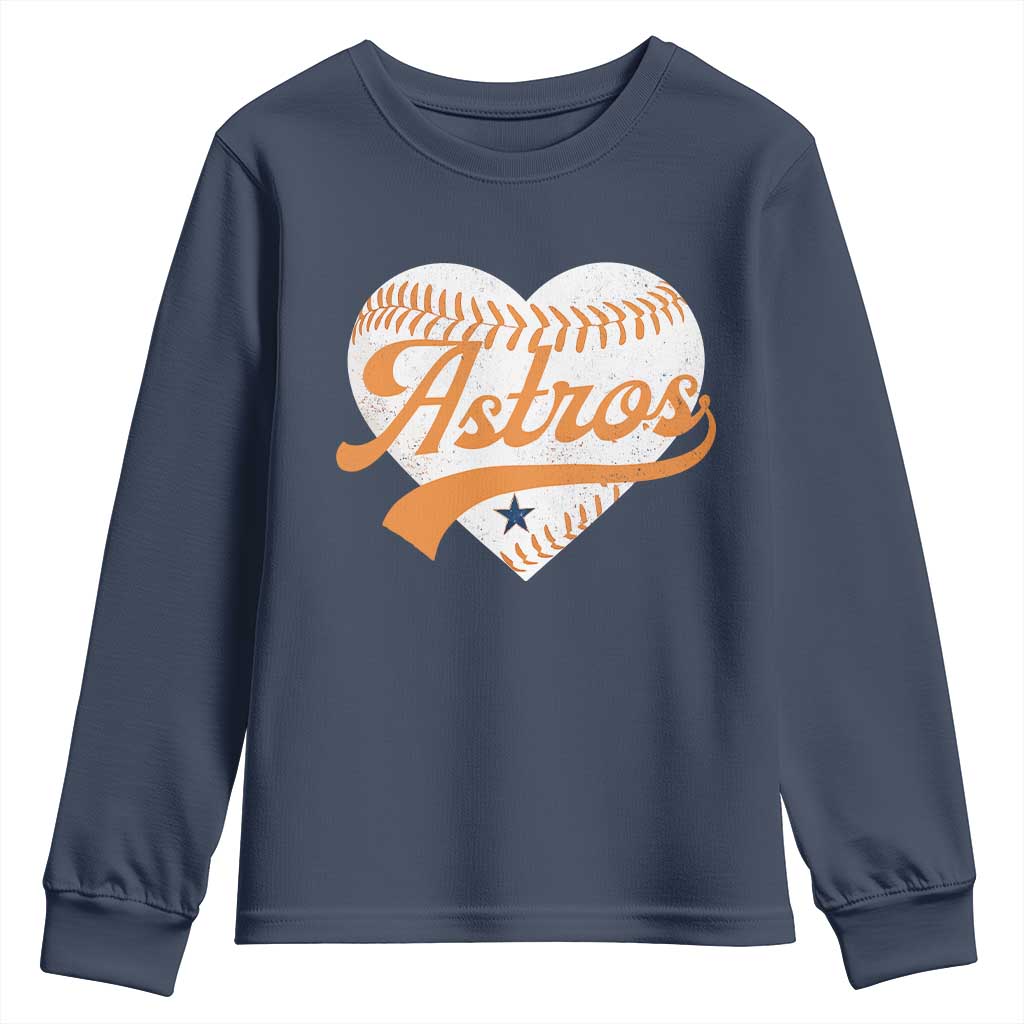 Retro Astro Script Name Youth Sweatshirt Baseball Heart Vintage Sports Fans TS10 Navy Print Your Wear