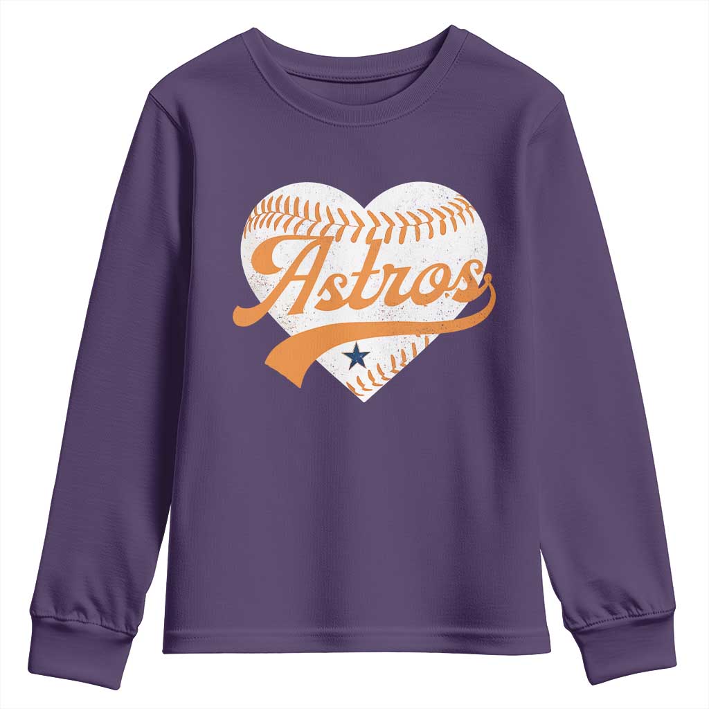 Retro Astro Script Name Youth Sweatshirt Baseball Heart Vintage Sports Fans TS10 Purple Print Your Wear