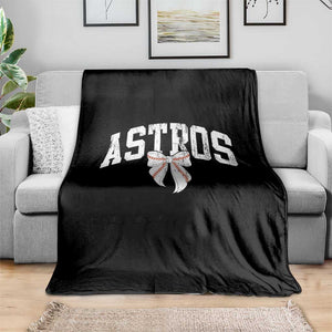 Retro Astro Varsity Name Throw Blanket Baseball Coquette Bow TS10 Print Your Wear