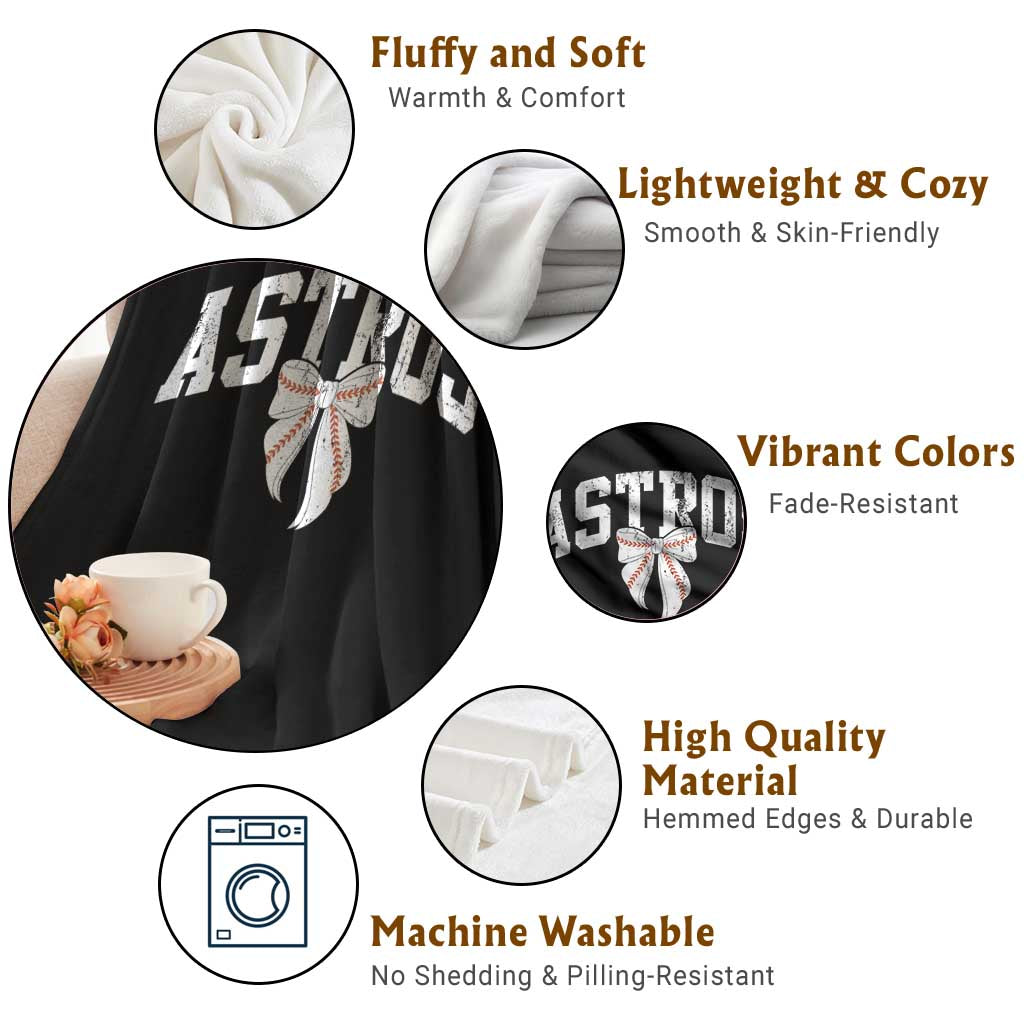 Retro Astro Varsity Name Throw Blanket Baseball Coquette Bow TS10 Print Your Wear
