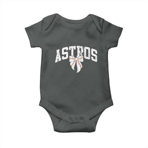 Retro Astro Varsity Name Baby Onesie Baseball Coquette Bow TS10 Dark Heather Print Your Wear