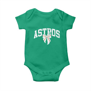 Retro Astro Varsity Name Baby Onesie Baseball Coquette Bow TS10 Irish Green Print Your Wear