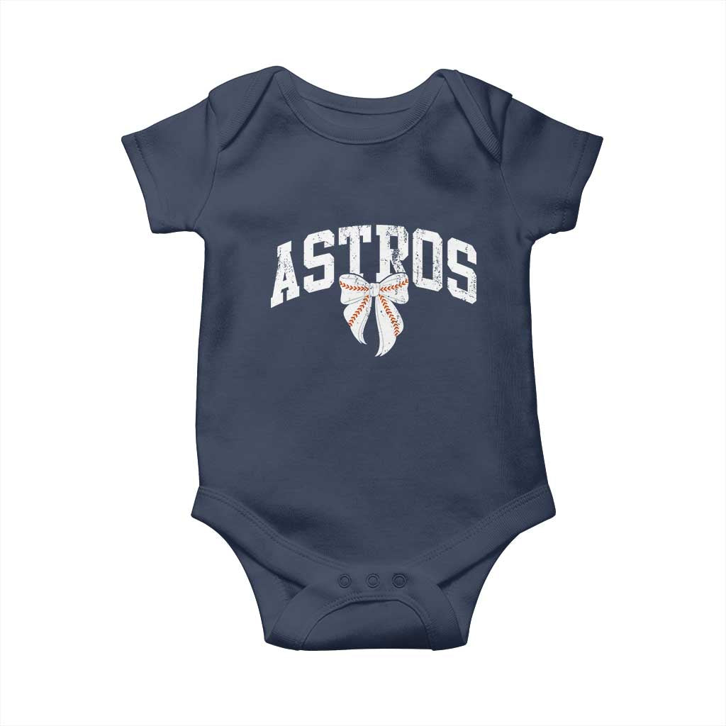 Retro Astro Varsity Name Baby Onesie Baseball Coquette Bow TS10 Navy Print Your Wear
