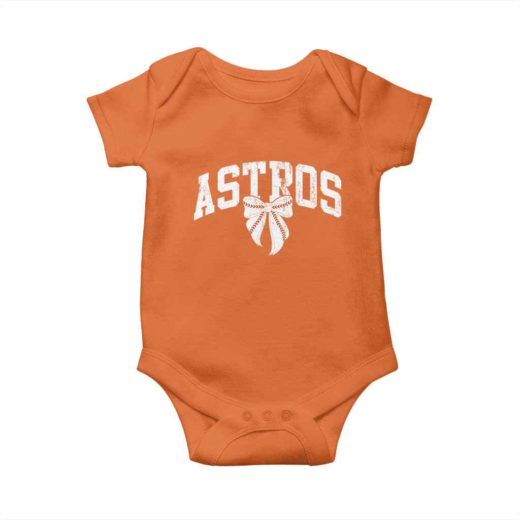 Retro Astro Varsity Name Baby Onesie Baseball Coquette Bow TS10 Orange Print Your Wear