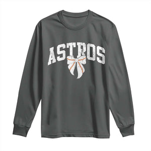 Retro Astro Varsity Name Long Sleeve Shirt Baseball Coquette Bow TS10 Dark Heather Print Your Wear