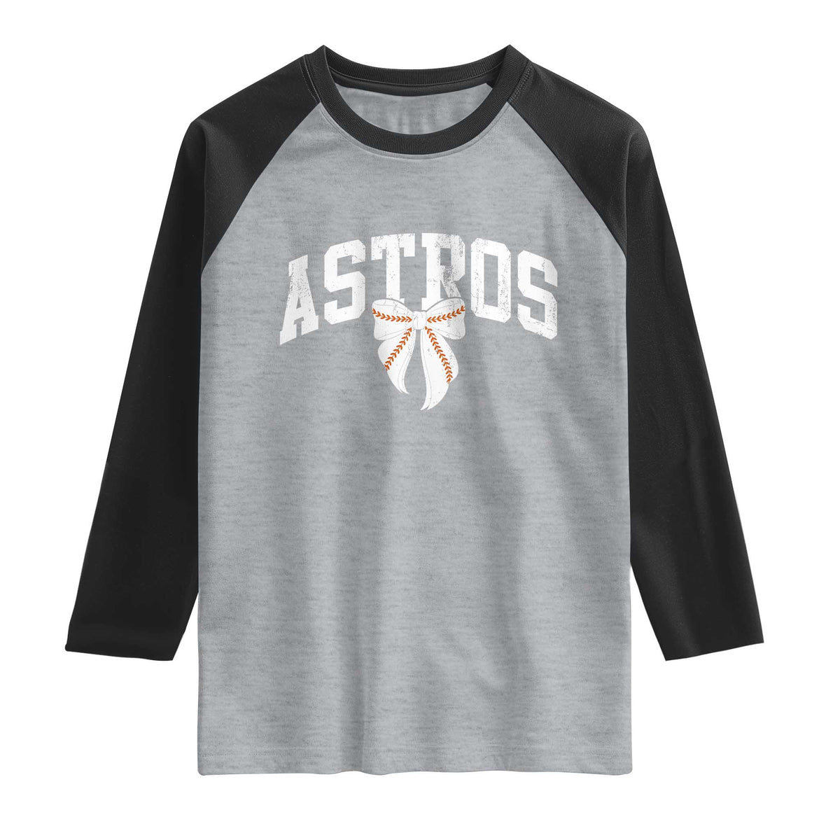 Retro Astro Varsity Name Raglan Shirt Baseball Coquette Bow TS10 Heather Gray Black Print Your Wear