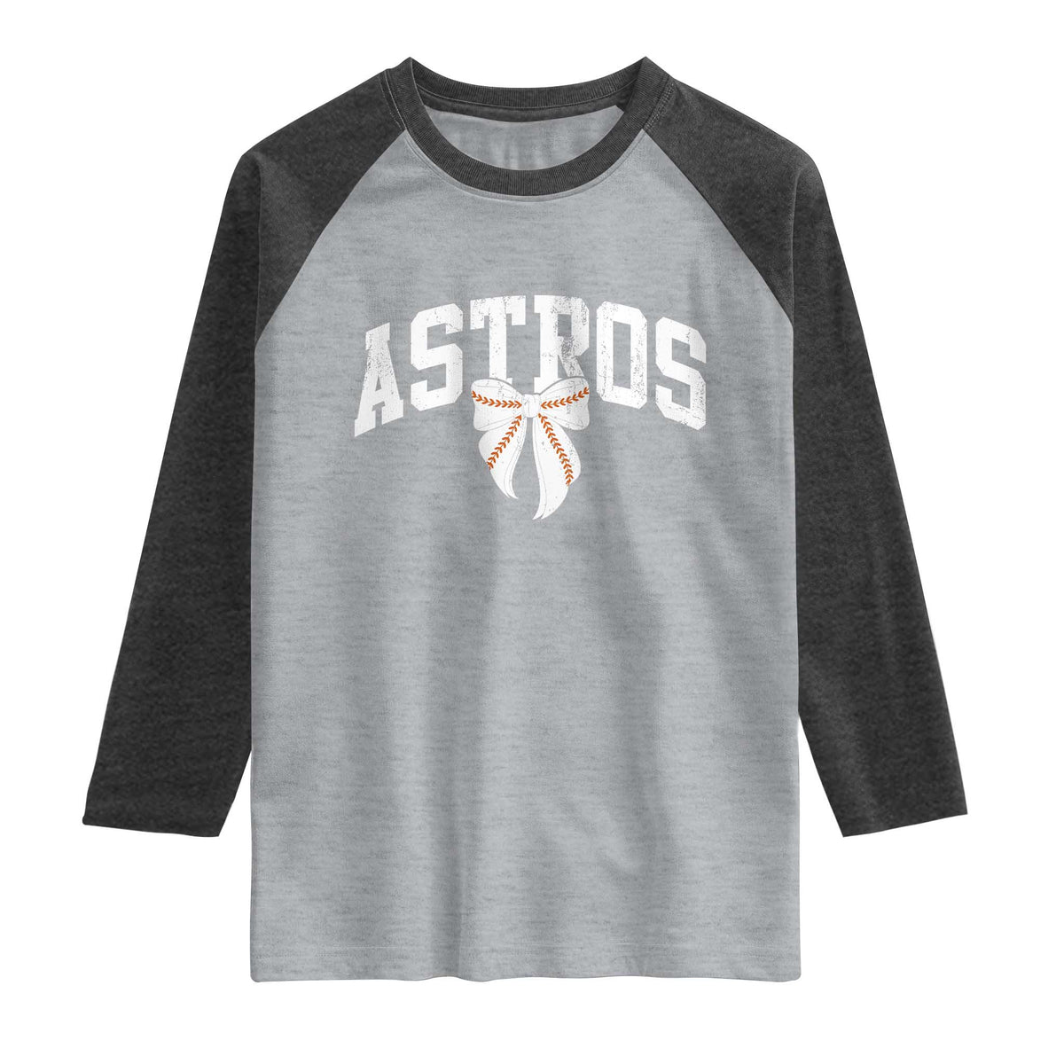 Retro Astro Varsity Name Raglan Shirt Baseball Coquette Bow TS10 Heather Gray Heather Charcoal Print Your Wear