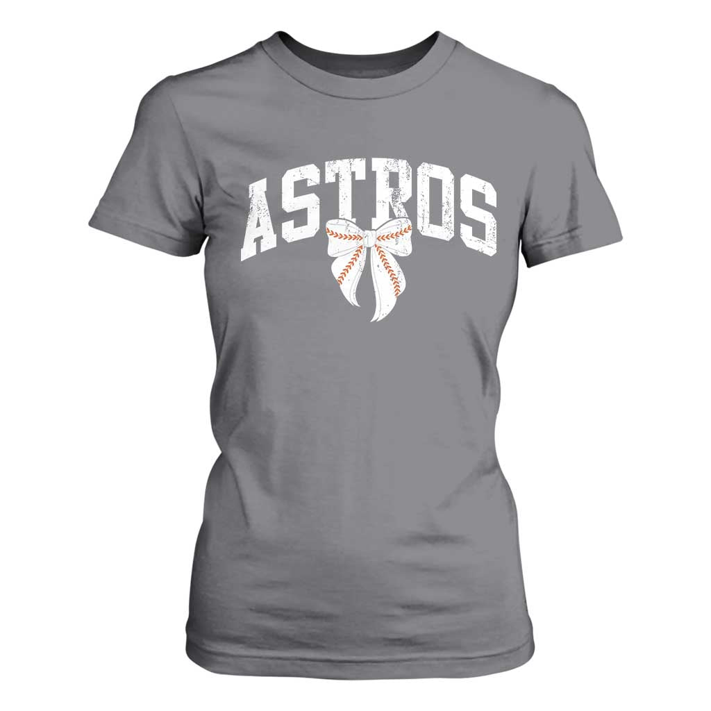 Retro Astro Varsity Name T Shirt For Women Baseball Coquette Bow TS10 Charcoal Print Your Wear