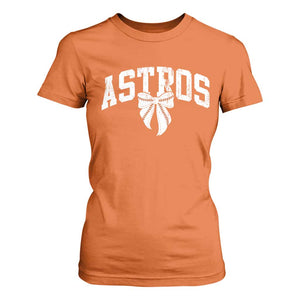 Retro Astro Varsity Name T Shirt For Women Baseball Coquette Bow TS10 Orange Print Your Wear