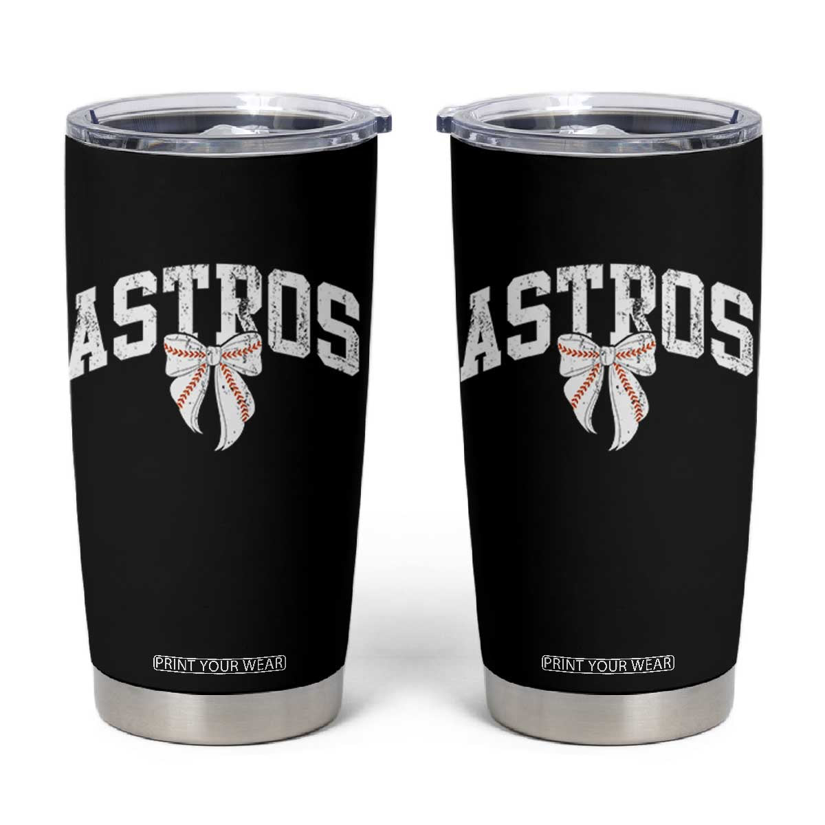 Retro Astro Varsity Name Tumbler Cup Baseball Coquette Bow TS10 Black Print Your Wear
