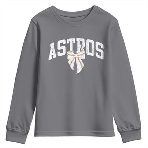 Retro Astro Varsity Name Youth Sweatshirt Baseball Coquette Bow TS10 Charcoal Print Your Wear