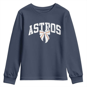 Retro Astro Varsity Name Youth Sweatshirt Baseball Coquette Bow TS10 Navy Print Your Wear