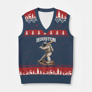 Houston Astronaut Baseball Player V-Neck Knit Sweater Vest Clutch City TS10 Navy Red Print Your Wear