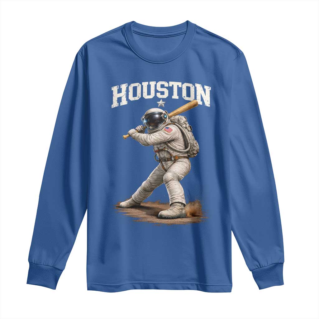 Houston Astronaut Baseball Player Long Sleeve Shirt Clutch City TS10 Royal Blue Print Your Wear