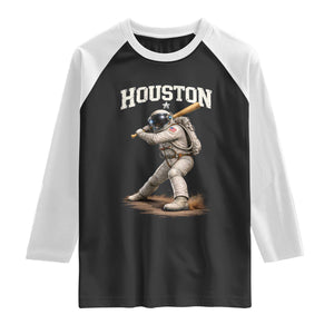 Houston Astronaut Baseball Player Raglan Shirt Clutch City TS10 Black White Print Your Wear