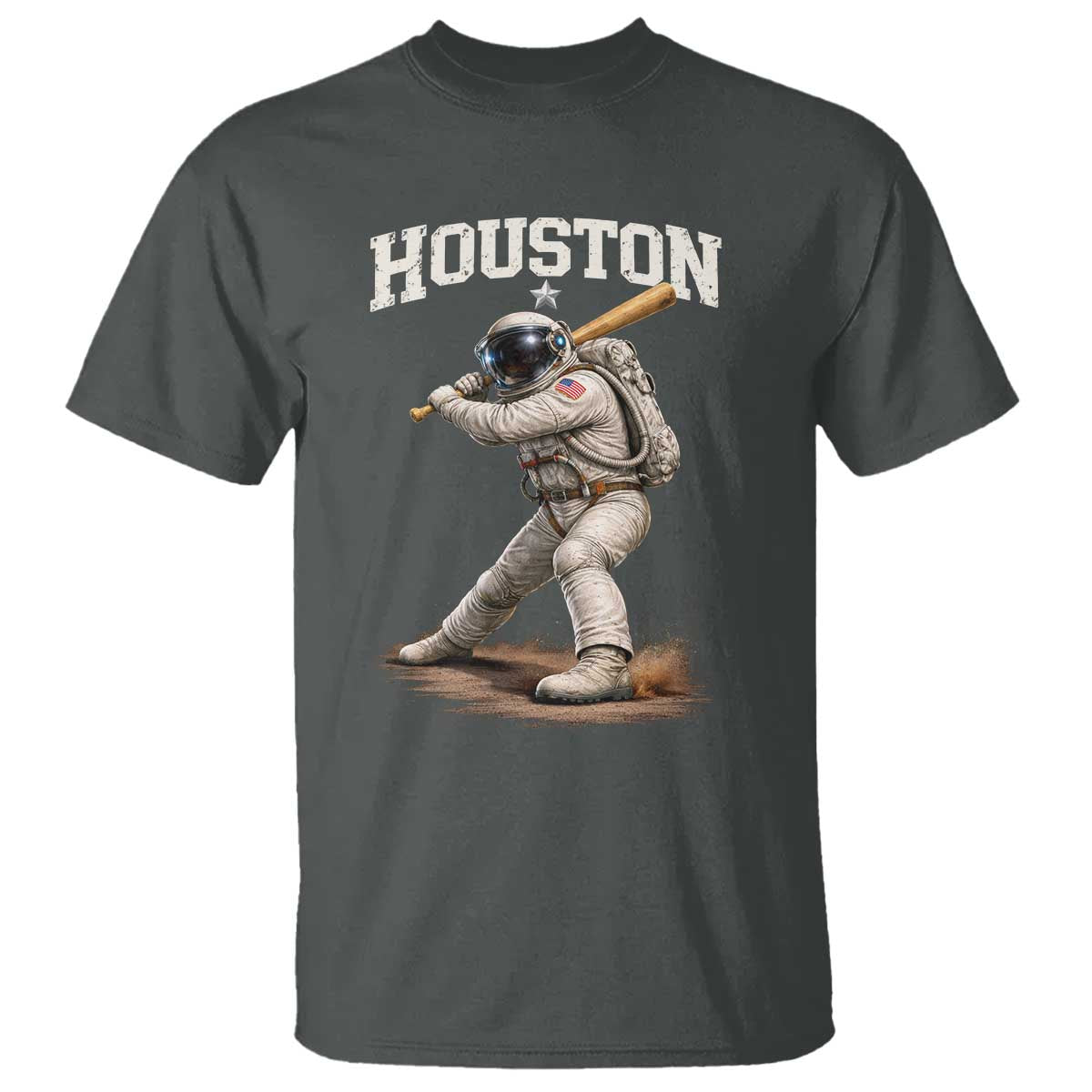 Houston Astronaut Baseball Player T Shirt Clutch City TS10 Dark Heather Print Your Wear