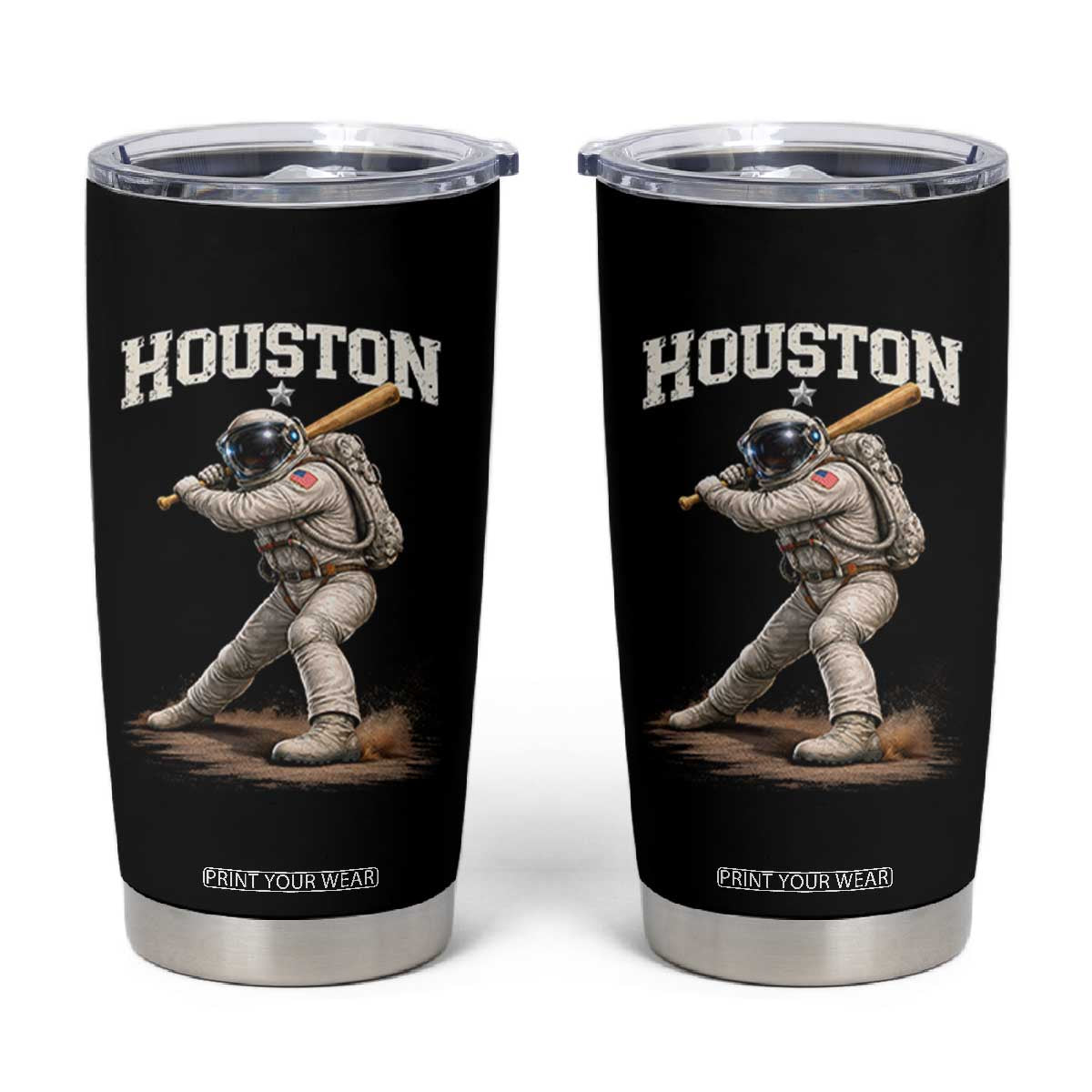 Houston Astronaut Baseball Player Tumbler Cup Clutch City TS10 Black Print Your Wear