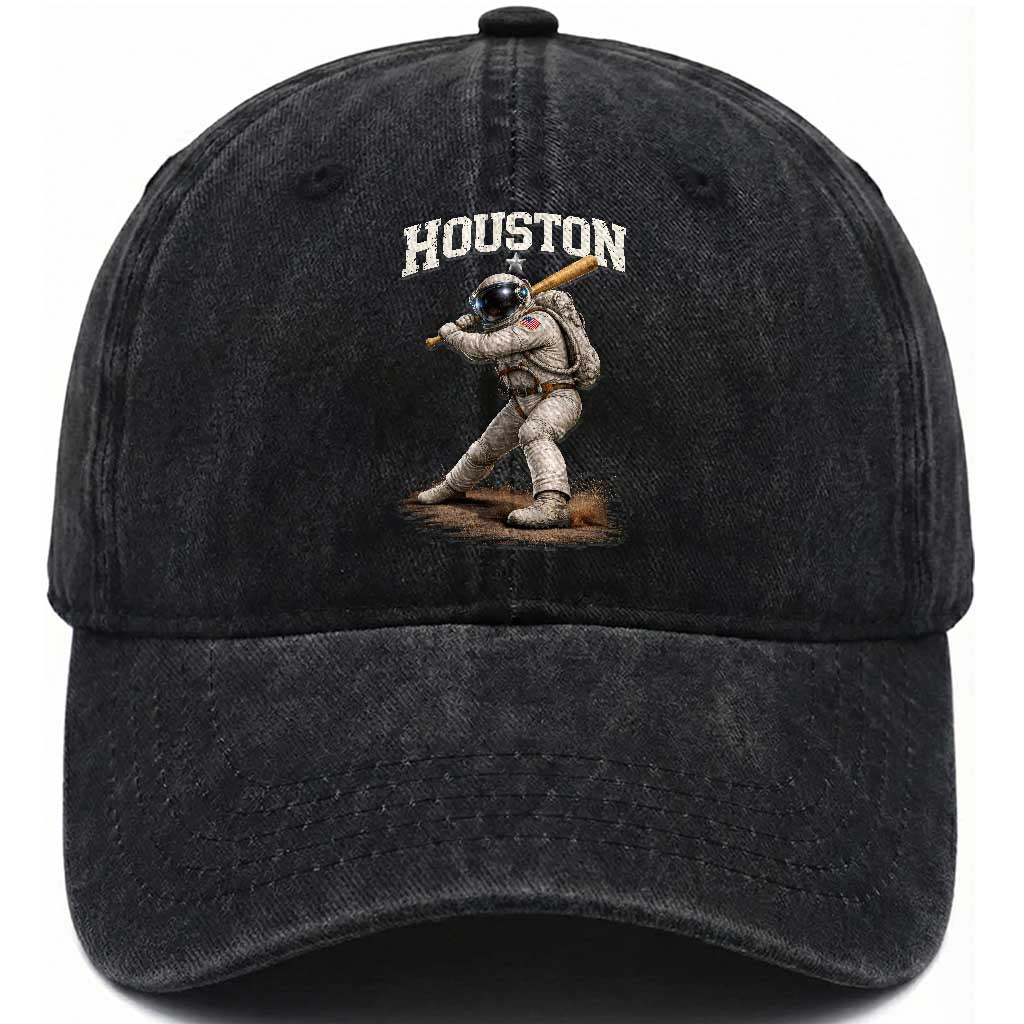 Houston Astronaut Baseball Player Washed Cotton Baseball Cap Clutch City TS10 Print Your Wear
