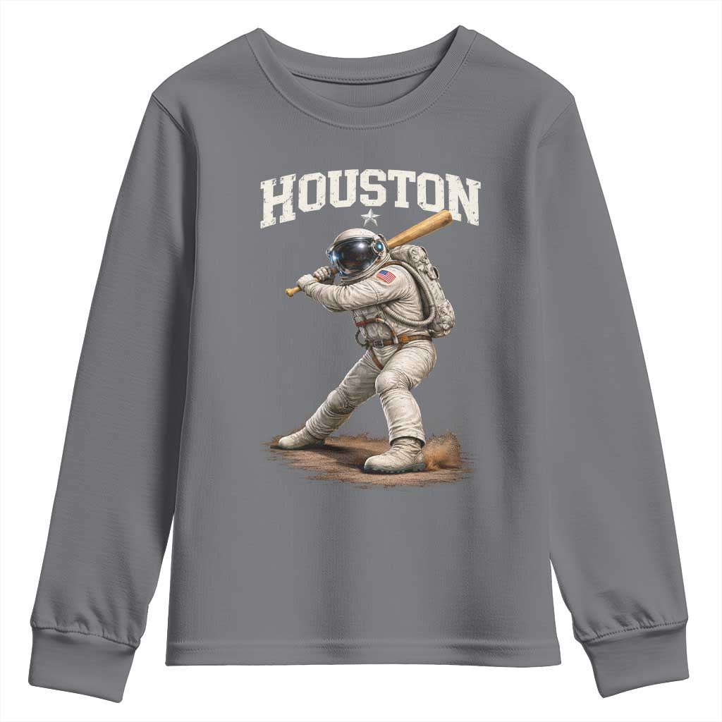Houston Astronaut Baseball Player Youth Sweatshirt Clutch City TS10 Charcoal Print Your Wear
