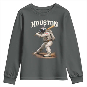 Houston Astronaut Baseball Player Youth Sweatshirt Clutch City TS10 Dark Heather Print Your Wear