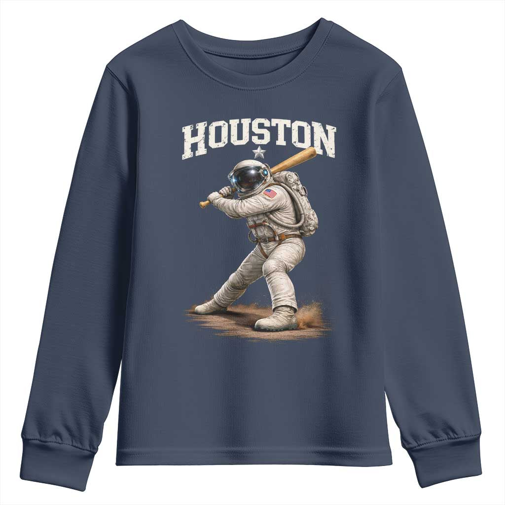 Houston Astronaut Baseball Player Youth Sweatshirt Clutch City TS10 Navy Print Your Wear
