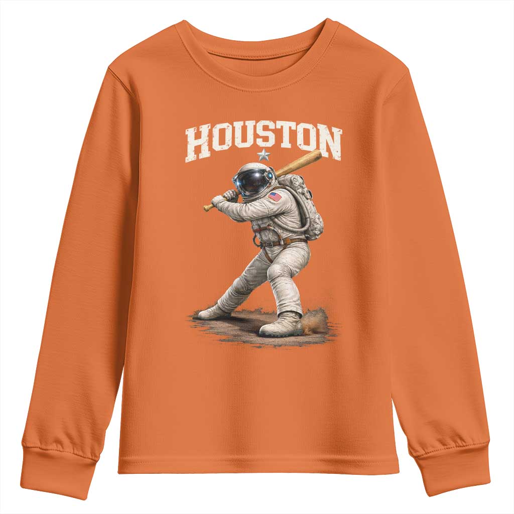 Houston Astronaut Baseball Player Youth Sweatshirt Clutch City TS10 Orange Print Your Wear