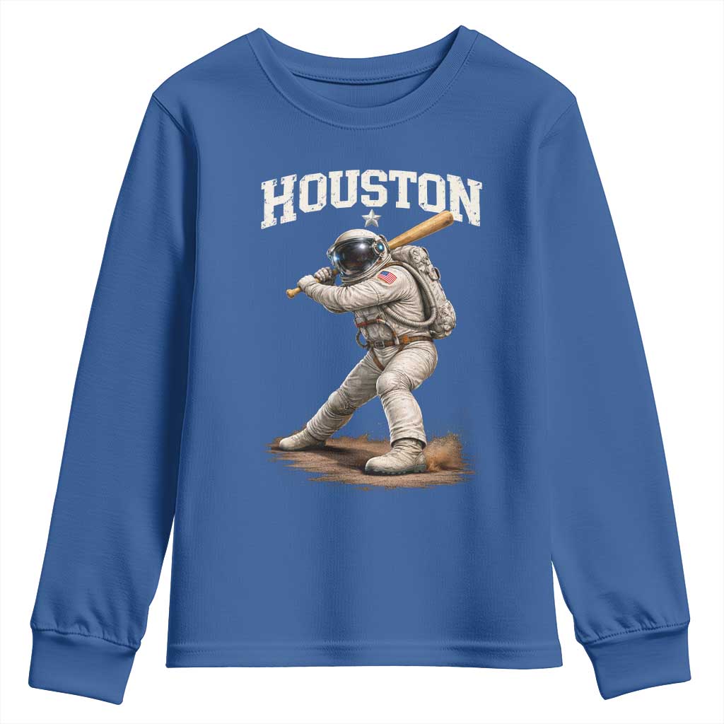 Houston Astronaut Baseball Player Youth Sweatshirt Clutch City TS10 Royal Blue Print Your Wear