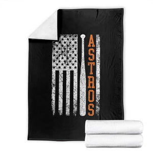 Vintage Astro Throw Blanket Last Name Baseball American Flag Retro Style 70s 80s 90s TS10 Black Print Your Wear