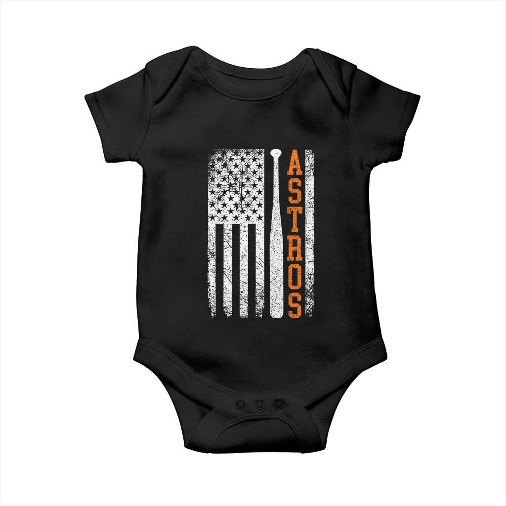 Vintage Astro Baby Onesie Last Name Baseball American Flag Retro Style 70s 80s 90s TS10 Black Print Your Wear