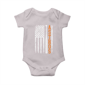 Vintage Astro Baby Onesie Last Name Baseball American Flag Retro Style 70s 80s 90s TS10 Ice Gray Print Your Wear