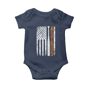 Vintage Astro Baby Onesie Last Name Baseball American Flag Retro Style 70s 80s 90s TS10 Navy Print Your Wear