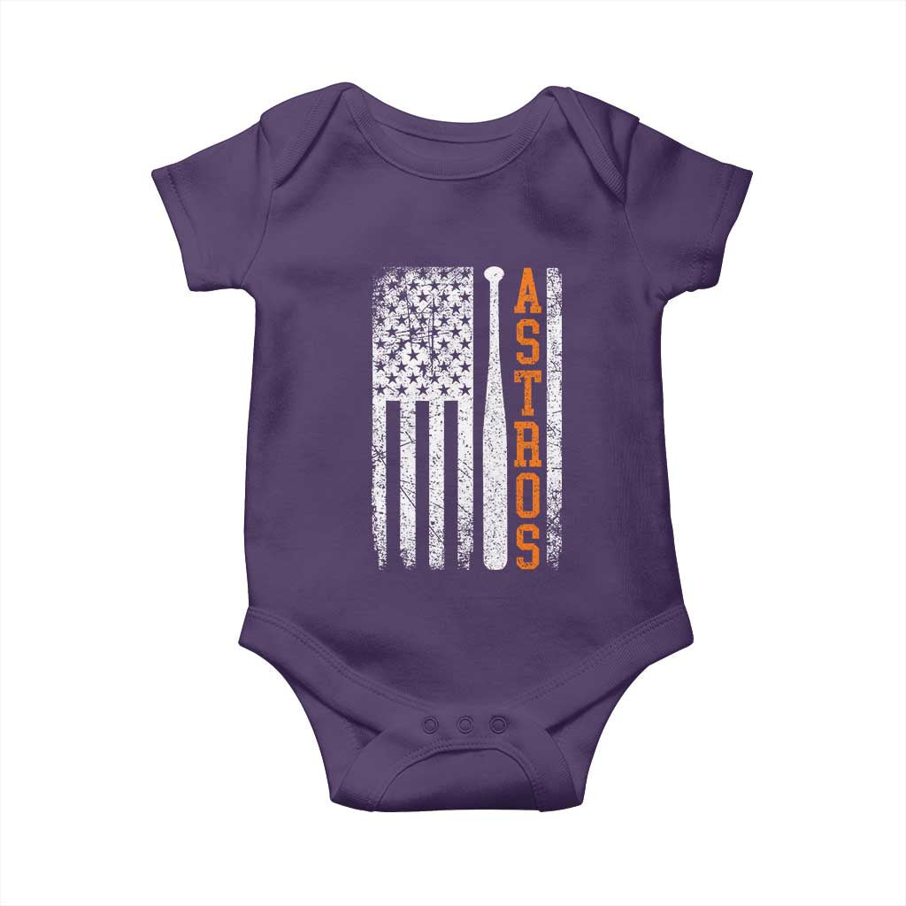 Vintage Astro Baby Onesie Last Name Baseball American Flag Retro Style 70s 80s 90s TS10 Purple Print Your Wear