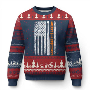 Vintage Astro Ugly Christmas Sweater Last Name Baseball American Flag Retro Style 70s 80s 90s TS10 Navy Red Print Your Wear