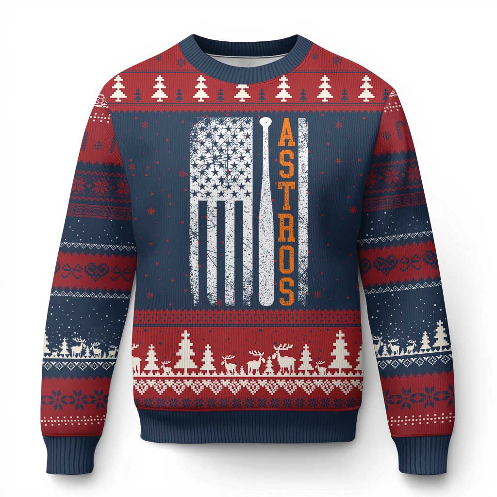 Vintage Astro Ugly Christmas Sweater Last Name Baseball American Flag Retro Style 70s 80s 90s TS10 Navy Red Print Your Wear